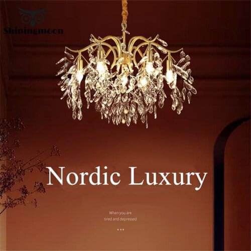 Nordic Luxury Crystal Chandeliers Lighting European LED Ceiling Chandelier Living Dining Room Bedroom Home Decor Light Fixtures