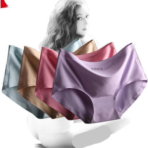 Mozhini Women Seamless Briefs big Size Panty Ultra-thin Sexy Panty New Fashion one piece lovely soft underwear ice silk briefs