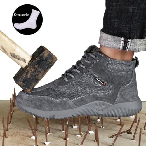 Outdoor hiking shoes Indestructible Shoes Men Steel Toe Air Safety Hunting Boots Puncture-Proof Work Sneakers Breathable Shoes