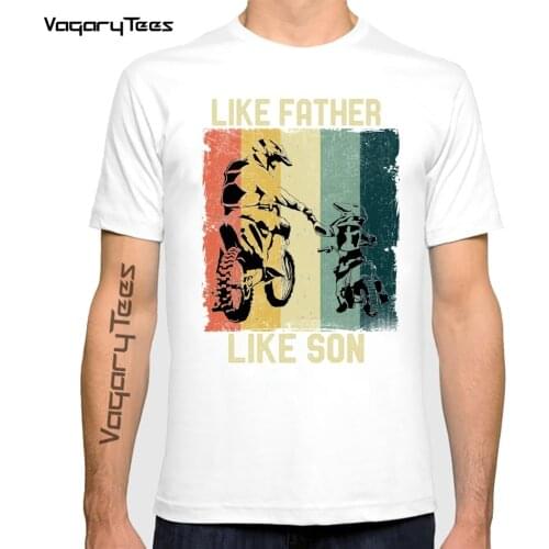 Vintage Motocross Dirt Bike Like Father Like Son T-shirt Short Sleeves T Shirt Round Neck Casual Riding a bicycle Tee Tshirt