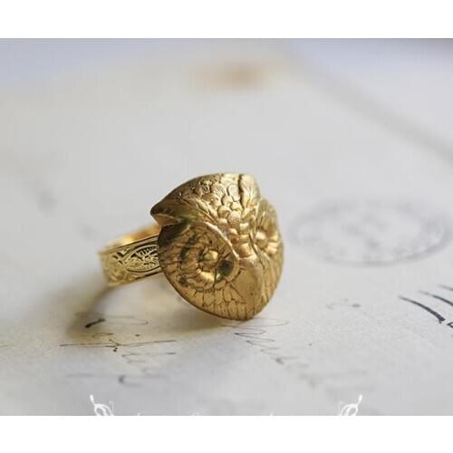 Vintage Stylish Brass Owl Adjustable Ring Punk Antique Copper Rings Animal Jewelry Unique Accessories