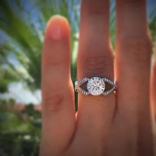 Huitan Simple and Elegant Wedding Rings Women AAA Cubic Zirconia Crystal Rings Engagement Party Statement Jewelry Wholesale Lots