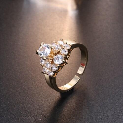 Full Zircon Pave Open Rings Women Korean Fashion Cyrstal Zirconia Rings Adjustable Wedding Jewelry Anel Ringo Moda