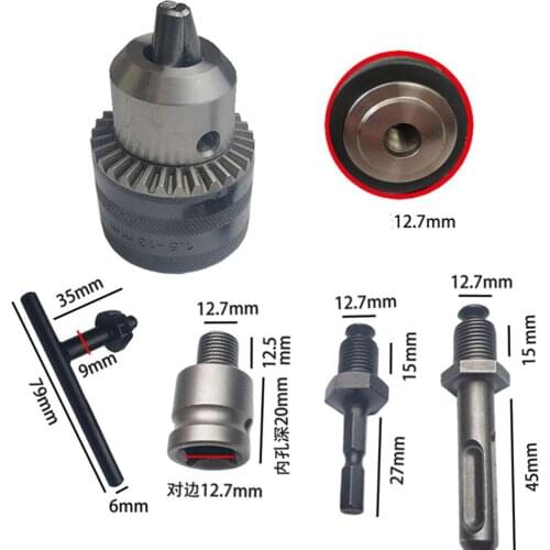 1/2-20UNF 1.5-13mm Metal Drill Chuck Quick Change Adapter 1/4" Hex Square Fit Rotary Hammer/Hammer Drill