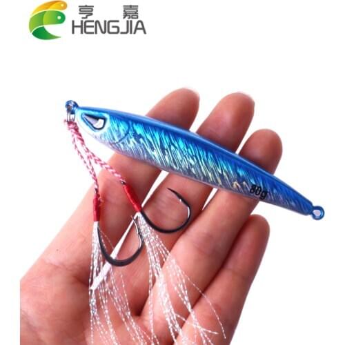 HENGJIA 1pc 8.7CM 80g Slow Pitch Jigging Fishing Lure Lead Metal Vertical Fishing Jig Spoon With Hook Assist Hook