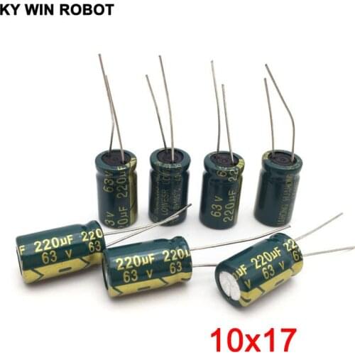 10PCS 63V 220UF 10x20mm 105C Radial high frequency low impedance aluminum electrolytic capacitor 220uf 63v