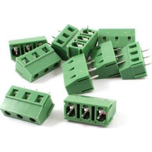 10 Pieces 3Pin 7.5mm Spacing 300V 10A PCB Mount Type Terminal Block Green