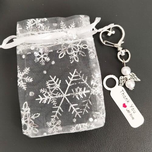 12pcs Blue Pink Angel Heart Keychain Baby Shower Favors Boys Girls Christening Baptism Return Favours Gifts For Guests