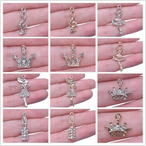 15pcs Lipstick Women Pendant Charms For Jewelry Making Supplies Musical Note Crown Charm Accessories Handmade Earrings Keychain