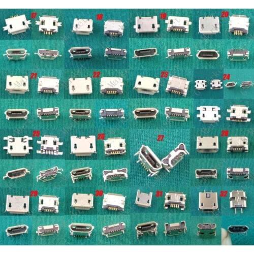 16models Mini micro usb female jack dc power connector charging port socket plug 5pin for ZTE Lenovo Huawei Mobile Phone Tablet