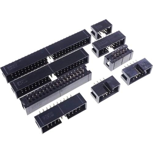 50 Pcs 2.54 mm Pitch DIP 6 8 10 12 14 16 18 20 24 26 30 40 44 50 60 64 Pin Shrouded Box Header Male Through Holes IDC Socket IPC