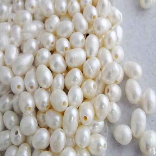 500pcs Hotsale DIY Jewelry Making Beads White Rice pearl 9-10mm 2mm Hole Freshwater pearl