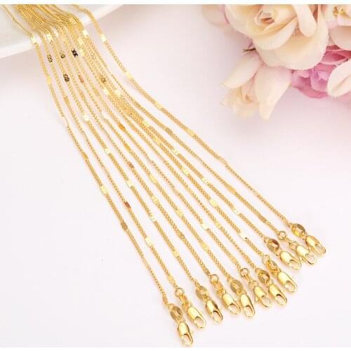 Bangrui 12pcs/Lot, Length 50CM Wholesale Small Size Chain Thin Necklaces Gold Color Jewelry for Girl Women/Men Accessories gift