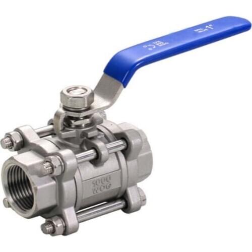 BSPT 304 Stainless Steel 1/4" 3/8" 1/2" 3/4" 1" 1-1/4" 3 Piece Full Port Ball Valve Thread Type Ball Valve