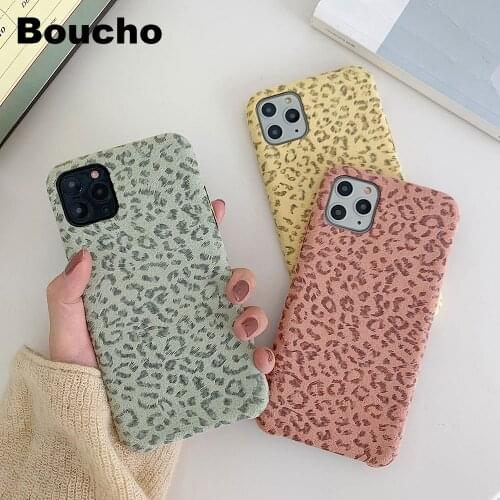 Boucho Cloth Texture Leopard Phone Case For iPhone 11 Pro Max 6 6s 7 8 Plus X XS XR Xs Max SE Soft Warm PU Fundas Colorful Cover