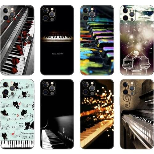 Black tpu case for iphone 5 5s se 2020 6 6s 7 8 plus x 10 XR XS 11 12 mini pro MAX back cover Music piano keys