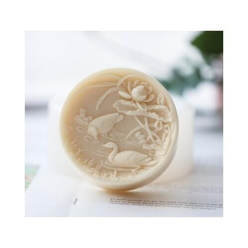 Flower Soap Silicone Mold Handmade Mold Soap Making Clay Moulds Resin PRZY Mandarin Duck Playing in The Water Lotus Silicone