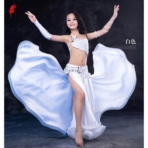 Kids luxury belly dance set suit children senior belly dance clothes 4pcs girls dance performance suit S,M,L