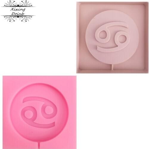 DIY twelve constellation crab shape lollipop silicone mold chocolate soft candy mold insert cake decorating tool