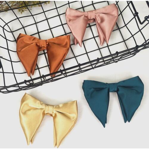 13x11CM Large Bow Tie Mens Female Cocktail Party Banquet Wedding Silk British Solid Color Oversized Casual Candy-colored Bowtie
