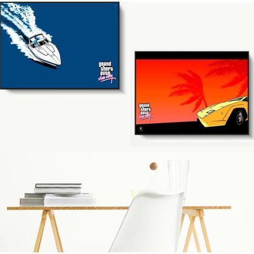 GTA Vice City Sunset Landscape Wall Pictures Posters Prints Canvas Art Unframed Paintings Decoration Modern Home Decor Cuadro