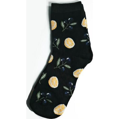 Korean version of tropical fruit banana, pineapple, avocado cute mid-tube cotton breathable leisure socks in autumn and winter