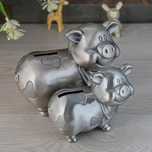 Creative Metal Cartoon Fat Pig Piggy Bank Childrens Toy Gift Savings Jar Home Decoration Home Money Bank