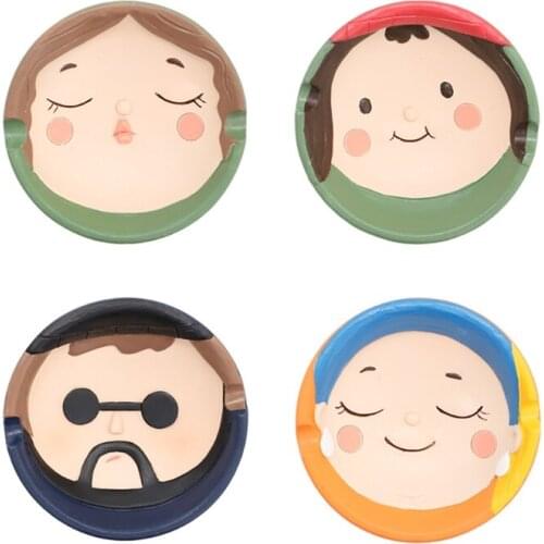 Creative Cartoon Figure Print Ashtray Resin Ornament Novelty Funny Cigarette Ash Holder Organizer Smoking Accessories