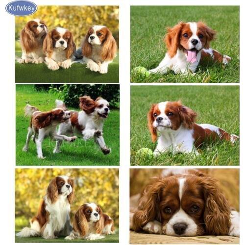 Kufwkey Square Rhinestone,Diamond Painting Cross Stitch"Cavalier King Charles Spaniel"Diamond Embroidery Pet,Dog,Mosaic crafts