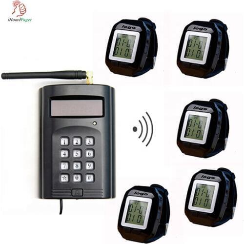Kitchen Call Waiter Wireless Calling Equipmet 1 Keyboard 5 Wrist Watch for Restaurant Western Restaurant Dessert