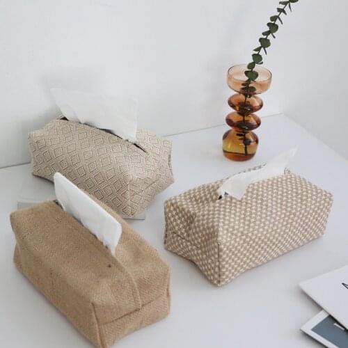Simple Tissue Box Car Living Room Cotton Linen Cloth Art Napkin Paper Box Bag Pumping Tissue Handkerchief Lid Furniture Supplies
