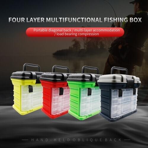 LUSHAZER 4 Layers Carp Fishing Gear Box Large Tackle Storage Lures Box Tool Container Plastic Portable Accessories Case