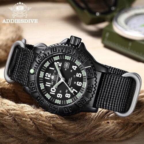 Addies Men Watch Nylon Strap Sport Outdoor Clock Luxury Mens Luminous Calendar 24H Display Quartz Wristwatch Relogio Masculino