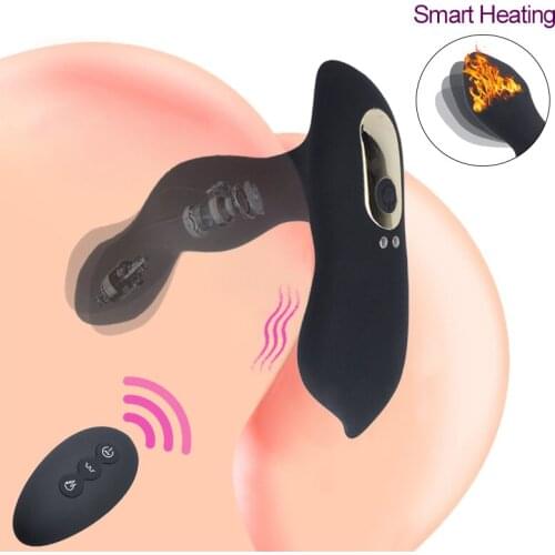 Male Vibrator Smart Heating Remote Control 10 Speeds Vibrating Prostate Massage Dildo Anal Sextoys Buttplug G-Spot Stimulate Gay