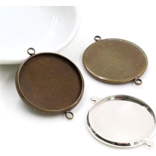 New Fashion 10pcs/lot 25mm Inner Size Bright Silver Plated And Bronze Material Classical Style Cabochon Base Setting Pendant