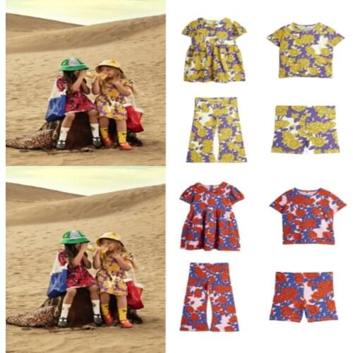 Girls' Dresses 2021 New Summer Baby T-Shirt Tops Printed Girls' Dresses Girls' Clothing Childrens Suits Infant Skirt Sweatpants