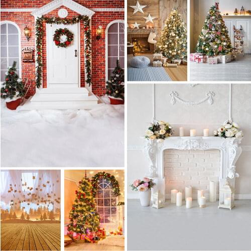Photo Backdrop White Living Room Flowers Vase Candles Christmas Vinyl Background for Children Baby Family Photophone Photography