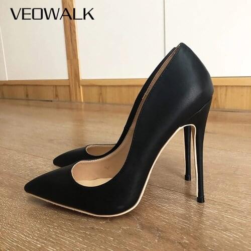 Veowalk Brand 2020 Top Quality High Heels 12CM Shoes Women Pumps Sexy Pointed Toe Women Stilettos Shoes Chaussure Escarpins