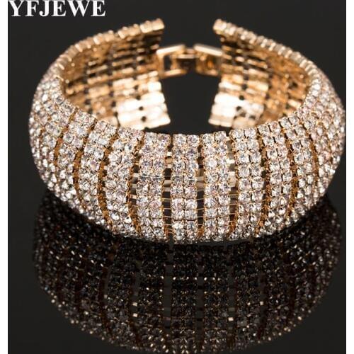 YFJEWE Luxury Crystal Bracelets For Women Bracelets & Bangles Femme Bridal Wedding Jewelry Wholesale B123