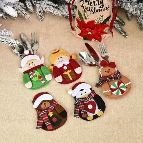 1Pc New Year Christmas Tableware Santa Shape Holder Knife Fork Cutlery Set Navidad Natal Christmas Decorations for Home