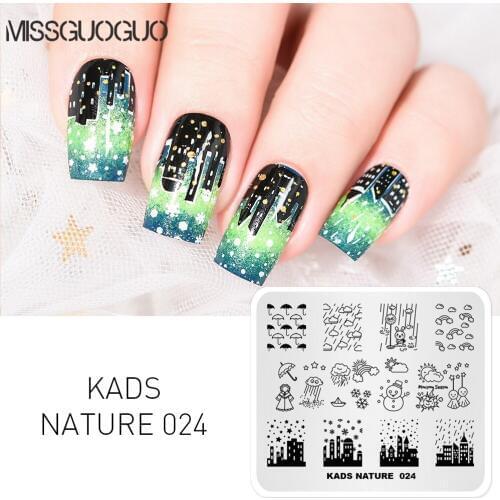 1 PC Nail Art Stamping Plates Natural Weather Rainbow Snow Rain Template DIY Image Nail Polish Stamping Plate Nail Decoration