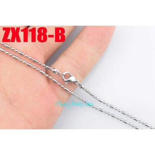 14"-38" with lobster clasp 1.5mm 2+1 ball chain stainless steel necklace beads chains women fashion jewelry 20pcs ZX118-B