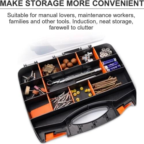 2PCS ABS Plastic Portable Tools Parts Box Classification Storage Box Plastic Tools Part Lattice Finishing Box Screw Storage Box