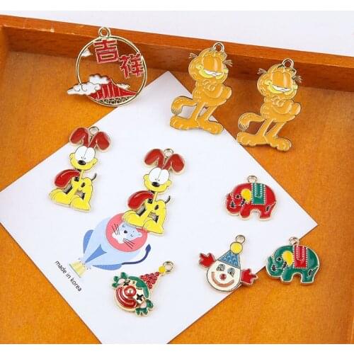 30pcs/lot enamel animals cartoon dogs/cats/elephant/clown shape alloy floating locket charms diy jewelry keychain accessory