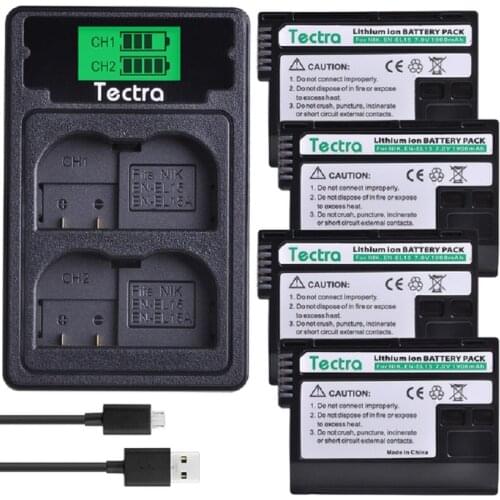 Tectra ENEL15 EN-EL15 en-el15a EN EL15A Batteries for Nikon D850 D7000 D600 D810 D750 D610 D7500 D7200 MH-25+LCD Dual Charger