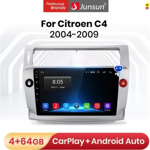 Junsun V1 Pro 4G+64G Android 10.0 4G Car Radio Multimedia Player For Citroen C4 2004 - 2009 GPS no 2din autoradio