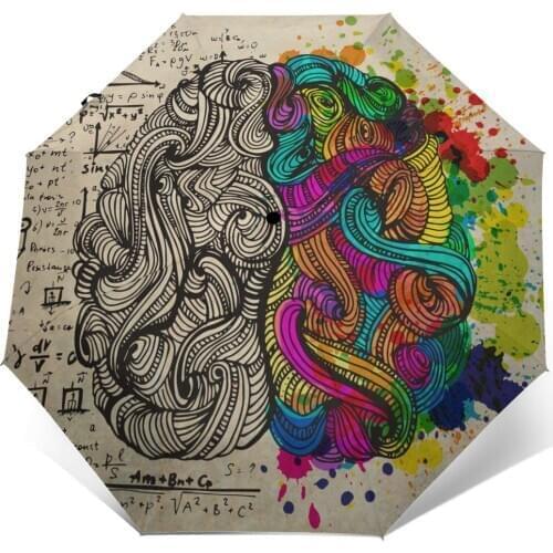 Automatic Umbrella Left Right Brain three-fold umbrella women men rain umbrella