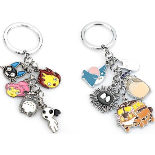 Anime Spirited Away Figure Key Chains Rings Tonari no My Neighbor Totoro Creative Trinket Charm Women Girl Kids Keyring Keychain