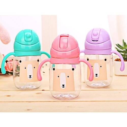 360ML Baby Cup Feeding Water Cup with Handle No Spill Water Feeding with Straw Heathy Learning Drink Sippy Cup Copo Cute Gift