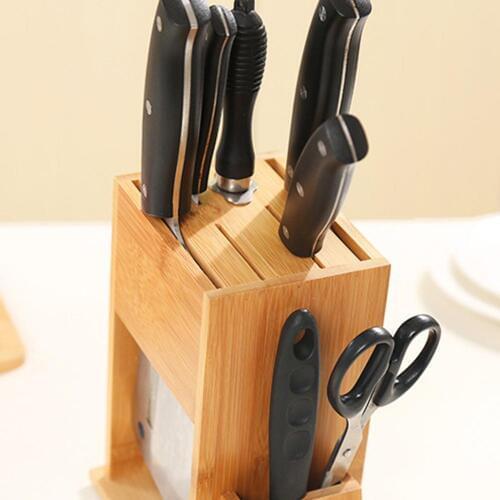 Wood Kitchen Knife Holder Multifunctional Storage Rack Tool Holder Bamboo Knife Block Stand Kitchen Accessories #SO